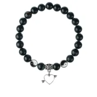 Браслет Сердце (любовь), Черный агат 8мм BSPE1-22-3011