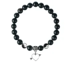 Браслет Сердце (любовь), Черный агат 8мм BSPE1-22-3011