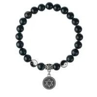 Браслет Звезда Давида (от сглаза и зла), Черный агат 8мм BSPE1-22-3012