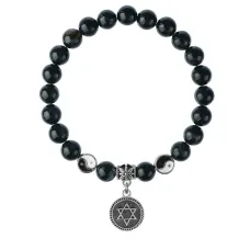 Браслет Звезда Давида (от сглаза и зла), Черный агат 8мм BSPE1-22-3012