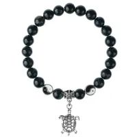 Браслет Черепаха (здоровье и долголетие), Черный агат 8мм BSPE1-22-3014