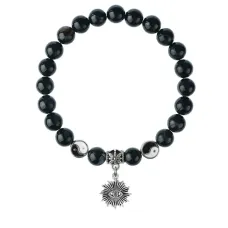 Браслет Глаз (от сглаза и порчи), Черный агат 8мм BSPE1-22-3018