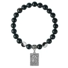 Браслет Таро - Мир, Черный агат 8мм BSPE1-22-3019