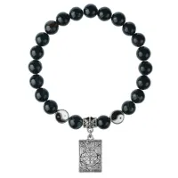 Браслет Таро - Колесо Фортуны, Черный агат 8мм BSPE1-22-3020