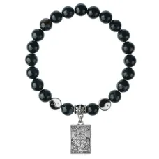 Браслет Таро - Колесо Фортуны, Черный агат 8мм BSPE1-22-3020