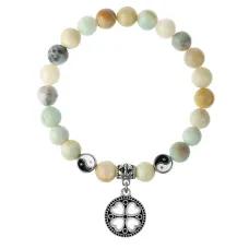 Браслет Клевер (удача, везение), Амазонит 8мм BSPE1-23-3003