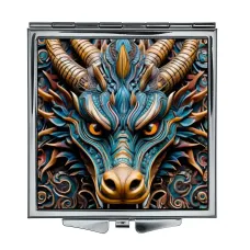 Складное зеркало квадратное Дракон в анфас ZER2-0549