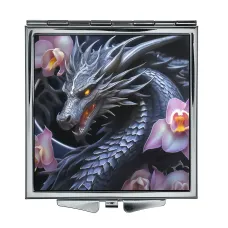 Складное зеркало квадратное Дракон и цветы ZER2-0551