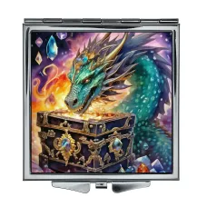 Складное зеркало квадратное Дракон и сундук ZER2-0560