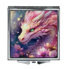 Складное зеркало квадратное Розовый дракон ZER2-0581