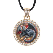 Кулон со стразами Сокровища драконов, цвет светлое золото ALKS0233