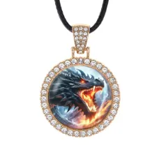 Кулон со стразами Пламя дракона, цвет светлое золото ALKS0238