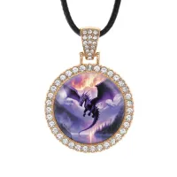 Кулон со стразами Дракон в полете, цвет светлое золото ALKS0239