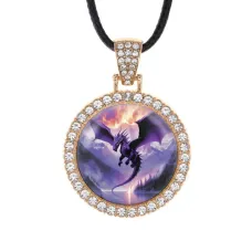 Кулон со стразами Дракон в полете, цвет светлое золото ALKS0239