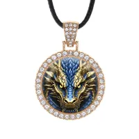 Кулон со стразами Синий дракон, цвет светлое золото ALKS0241