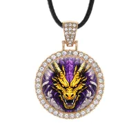 Кулон со стразами Двухцветный дракон, цвет светлое золото ALKS0242