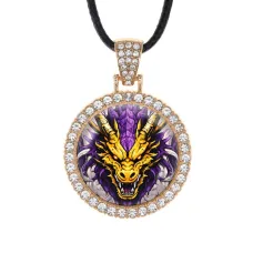 Кулон со стразами Двухцветный дракон, цвет светлое золото ALKS0242