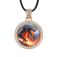 Кулон со стразами Вулканический дракон, цвет светлое золото ALKS0243