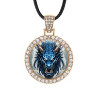 Кулон со стразами Японский дракон, цвет светлое золото ALKS0247