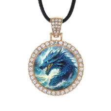 Кулон со стразами Водный дракон, цвет светлое золото ALKS0248