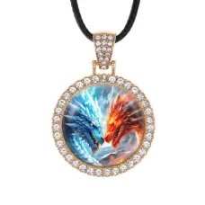 Кулон со стразами Противостояние драконов, цвет светлое золото ALKS0253