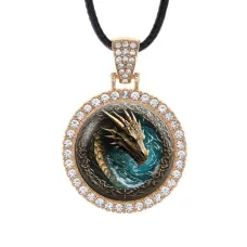 Кулон со стразами Дракон, цвет светлое золото ALKS0254