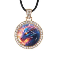 Кулон со стразами Китайский дракон, цвет светлое золото ALKS0262