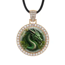 Кулон со стразами Дракон, цвет светлое золото ALKS0264