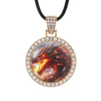 Кулон со стразами Огненный дракон, цвет светлое золото ALKS0265