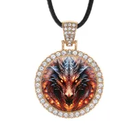 Кулон со стразами Портрет дракона, цвет светлое золото ALKS0267