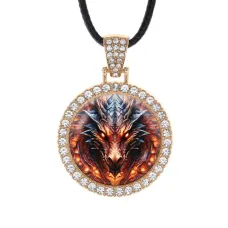 Кулон со стразами Портрет дракона, цвет светлое золото ALKS0267