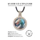 Кулон со стразами Белый дракон, цвет светлое золото ALKS0269