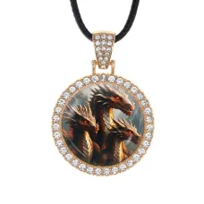 Кулон со стразами Три дракона, цвет светлое золото ALKS0270