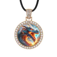 Кулон со стразами Разъярённый дракон, цвет светлое золото ALKS0271