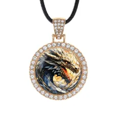 Кулон со стразами Профиль дракона, цвет светлое золото ALKS0272