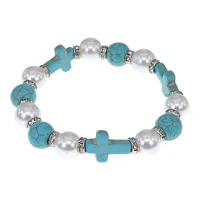 Христианский браслет, 1 см, бирюза BS725-02