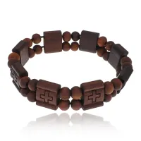 Христианский деревянный браслет, 1,5см, цвет темное дерево BS727-01