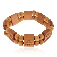 Христианский деревянный браслет, 1,5 см, цвет светлое дерево BS727-02