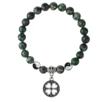 Браслет Клевер (удача, везение), Цоизит 8мм BSPE1-24-3003