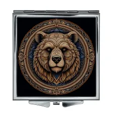 Складное зеркало квадратное Бурый медведь ZER2-0602