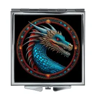 Складное зеркало квадратное Дракон голубого цвета ZER2-0613