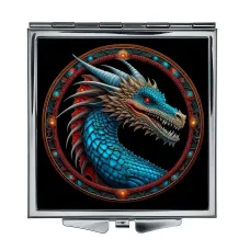 Складное зеркало квадратное Дракон голубого цвета ZER2-0613