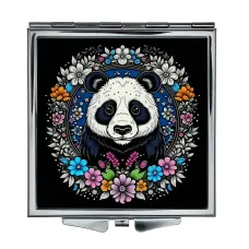 Складное зеркало квадратное Панда и венок ZER2-0635