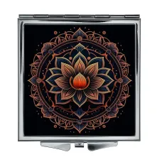 Складное зеркало квадратное Лотос в орнаменте ZER2-0646