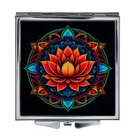 Складное зеркало квадратное Оранжевый лотос ZER2-0647