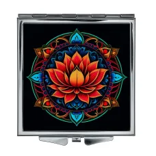 Складное зеркало квадратное Оранжевый лотос ZER2-0647