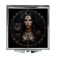 Складное зеркало квадратное Колдунья и кошка ZER2-0659