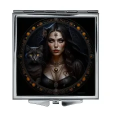 Складное зеркало квадратное Колдунья и кошка ZER2-0659