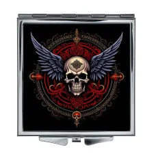 Складное зеркало квадратное Крылатый череп ZER2-0662