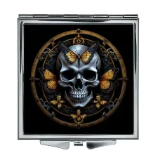 Складное зеркало квадратное Череп и бабочки ZER2-0663